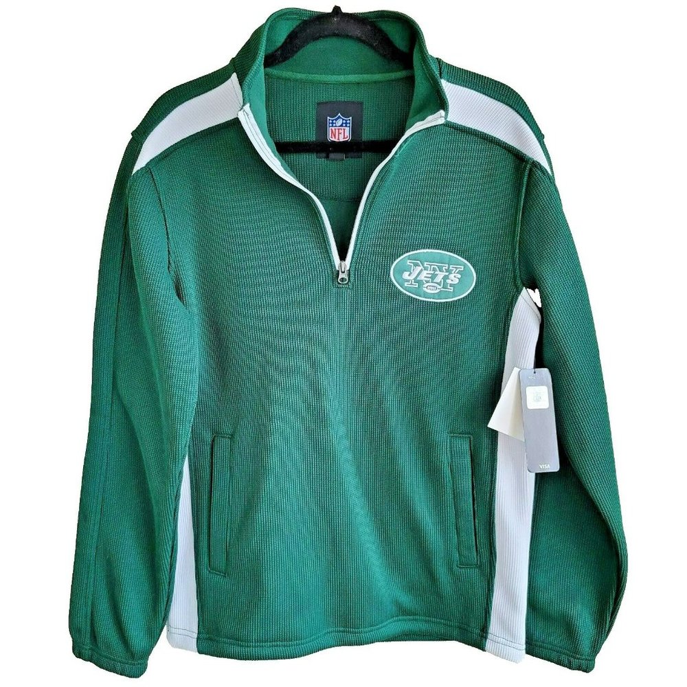 New York Jets 1/4 Zip Pullover Sweater NWT Men's Size S Green NFL Team Apparel